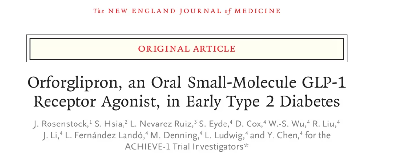 Orforglipron, an Oral Small-Molecule GLP-1 Receptor Agonist, in Early Type 2 Diabetes